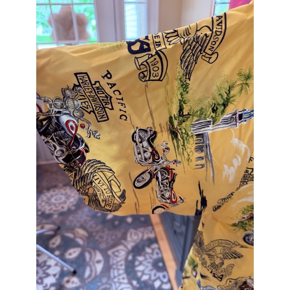Harley Davidson Hawaiian Shirt XL 100% Viscose Made in Hawaii AS IS Large Rip - Picture 6 of 11